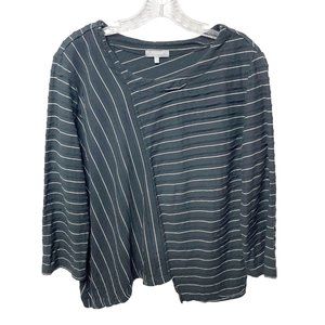 Habitat Top Women's Medium Black Textured Asymmetric Hem Long Sleeve Lagenlook